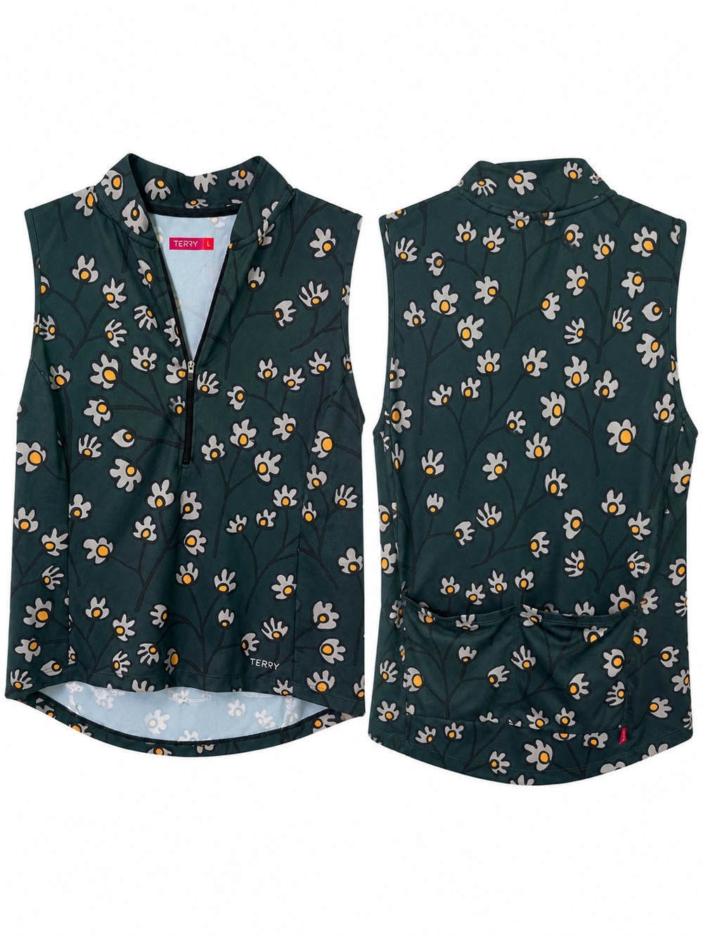 Terry Women’s Sleeveless Floral Tank in Deep Green